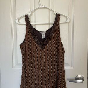 Chic Brown and Black Sleeveless Top